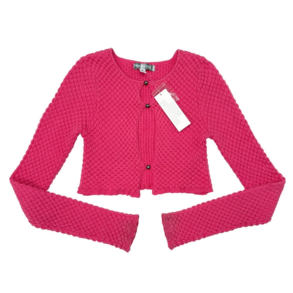Urban Outfitters Sweater Medium Pink Crop Y2K Babydoll Britney Spears Barbie NEW - Picture 3 of 11